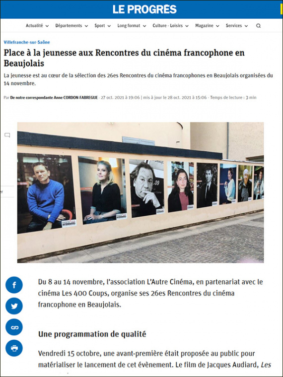 Place à la jeunesse aux Rencontres du cinéma francophone en Beaujolais