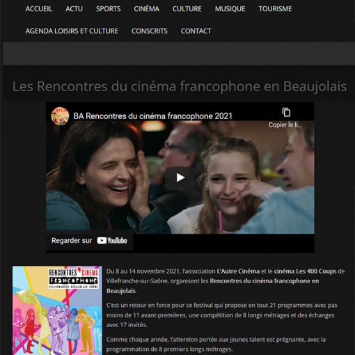 Rencontres du cinéma francophone en Beaujolais - Ma TV en Beaujolais